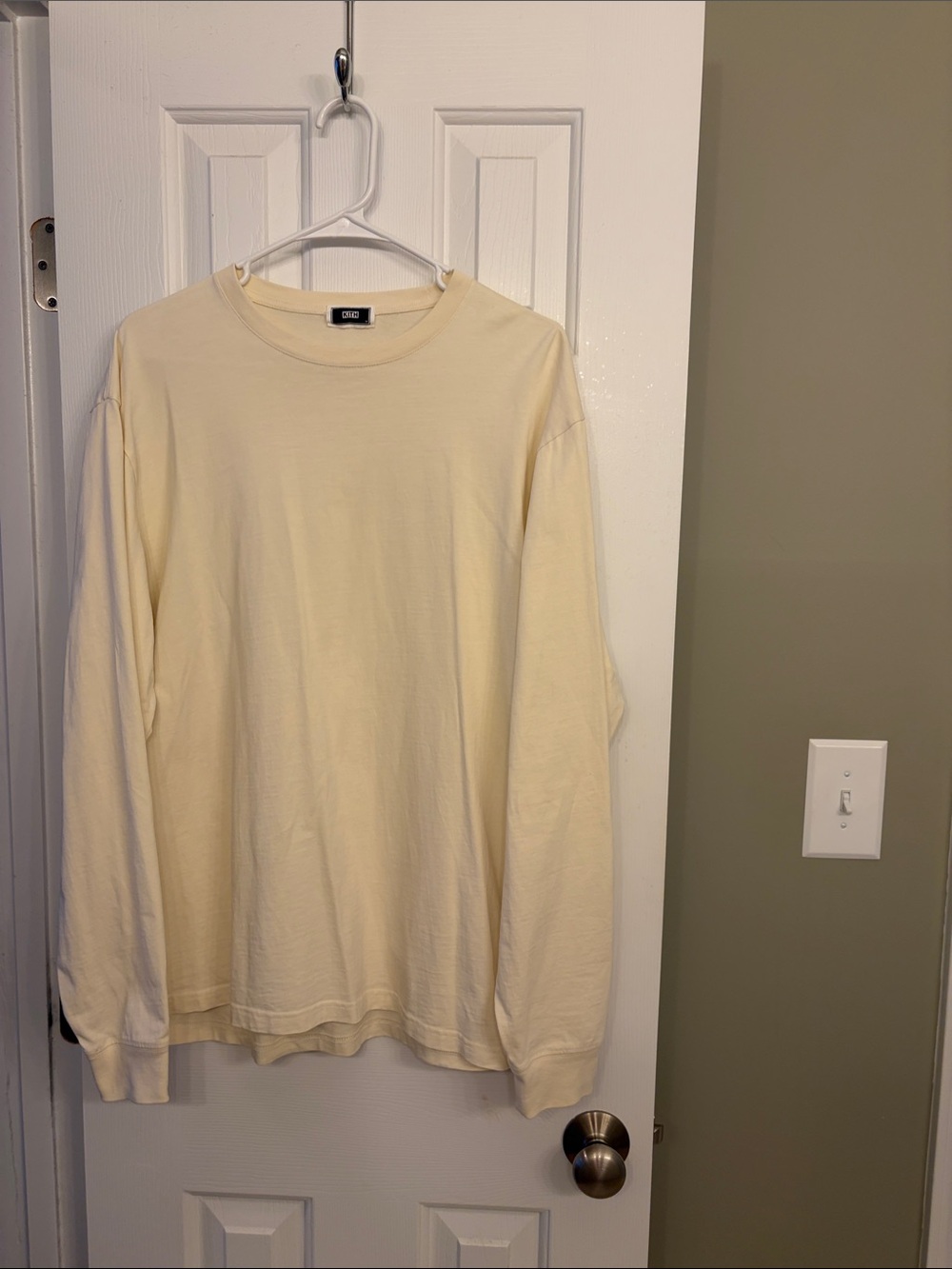 Kith Long-Sleeve Crewneck Tee - Light Cream
